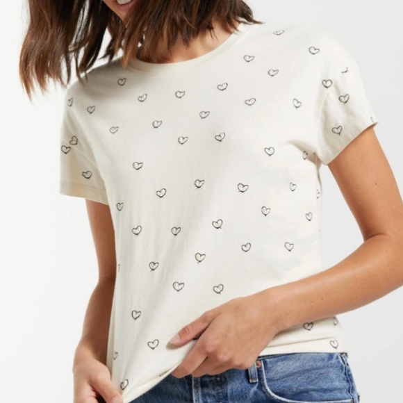 Z Supply Hearts Embroidered T Shirt - Picture 1 of 4